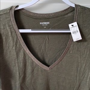 Express Olive V-Neck